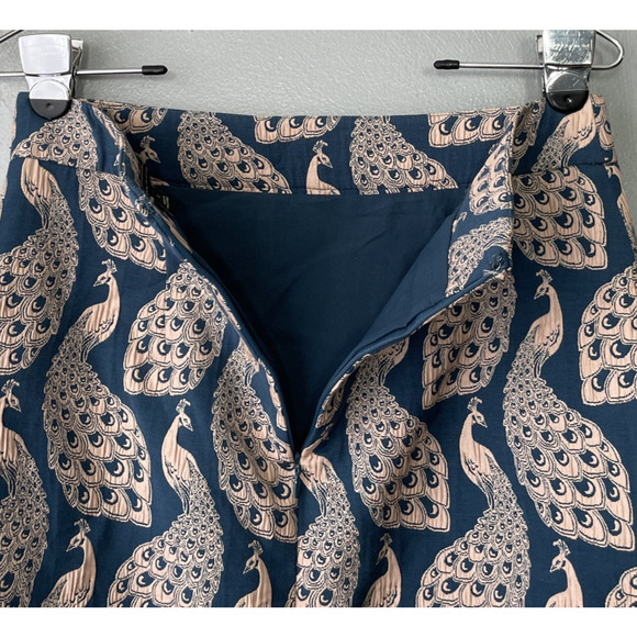 Ann Taylor Pencil Skirt Size 2 Teal Peacock Brocade Jacquard Tapestry Elegant - Picture 4 of 10